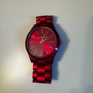 Oversized Slim Runway Red and Gold -Tone Watch